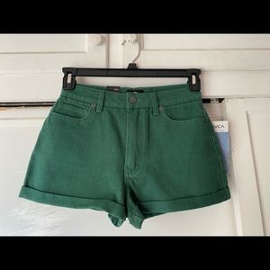 RVCA Size 26 High Waisted Green Denim Short💚